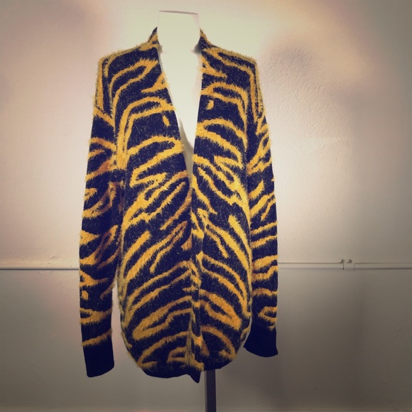 Susina Animal Print Eyelash Knit Cardigan - Picture 1 of 7